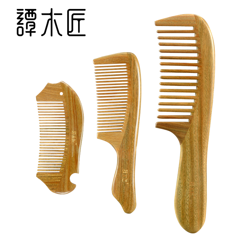 Настоящий подарочный набор Tanmujiang: гармоничные и идеальные три натуральных гребня из нефритового сандалового дерева для личной чистки и ухода