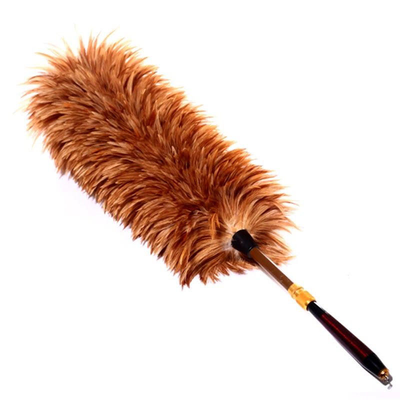 Ручная перьевая щетка для удаления пыли, традиционная щетка из куриного пера без выпадения перьев, выдвижная, для дома и автомобиля