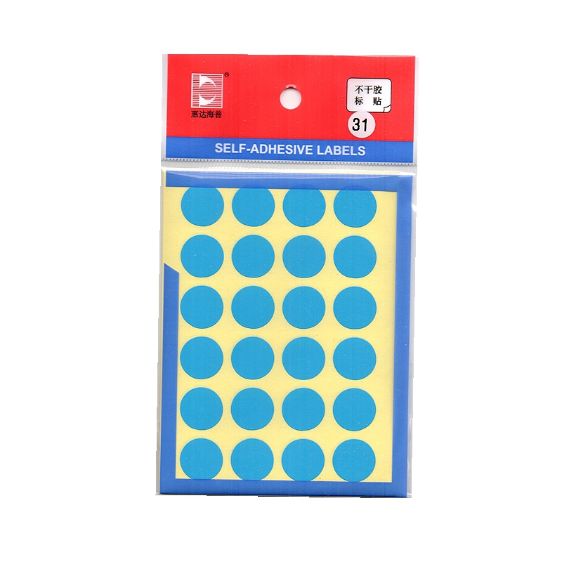 Самоклеящаяся круглая этикеточная бумага Huidahai Pu HD31, диаметр 16 мм, цветные точки, 12 листов в упаковке