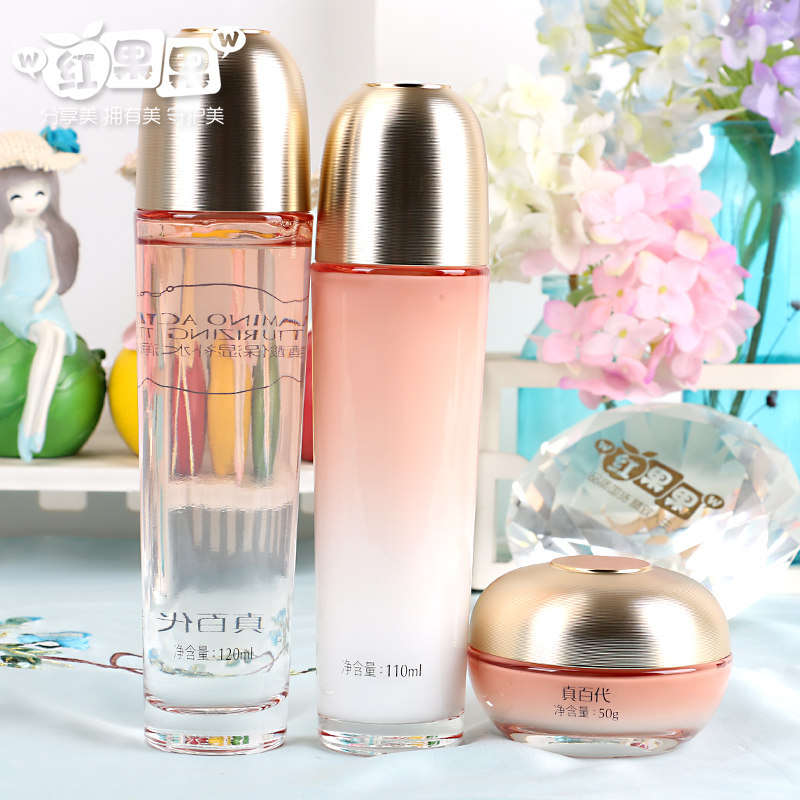 Настоящий набор косметики Zhenbai с аминокислотами для увлажнения и питания кожи: очищающее средство, тоник, лосьон, крем для глаз