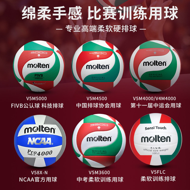 Мяч для волейбола Molten 5000 для соревнований и тренировочные мячи 4000 и 4500 для студентов