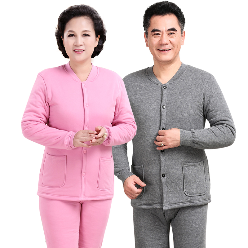 Термобелье для пожилых мужчин и женщин, увеличенного размера, утолщенный кардиган из трёхслойного антарктического хлопка, свободного кроя