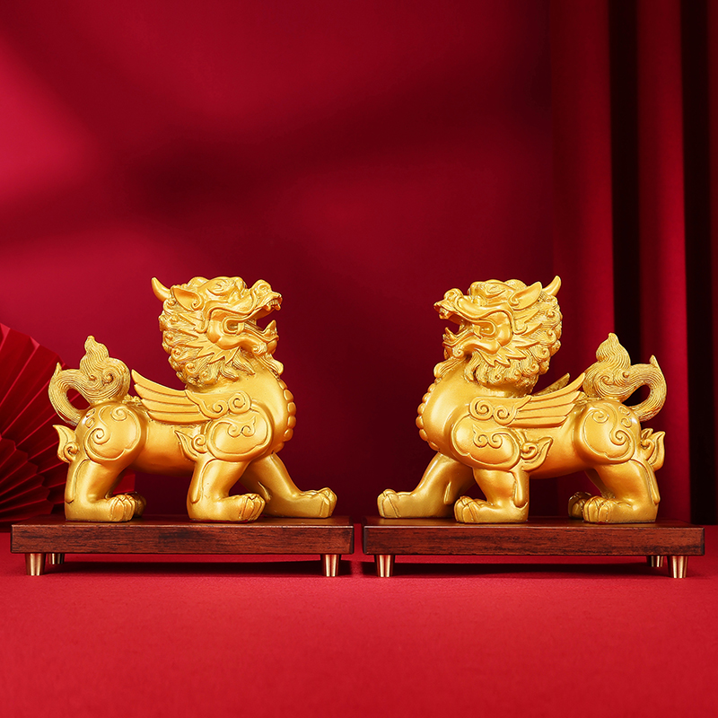 Бронзовая статуэтка Цилинь от Tong Xinxian для офиса, гостиной и прихожей, украшение дома, фигурка благоприятного животного