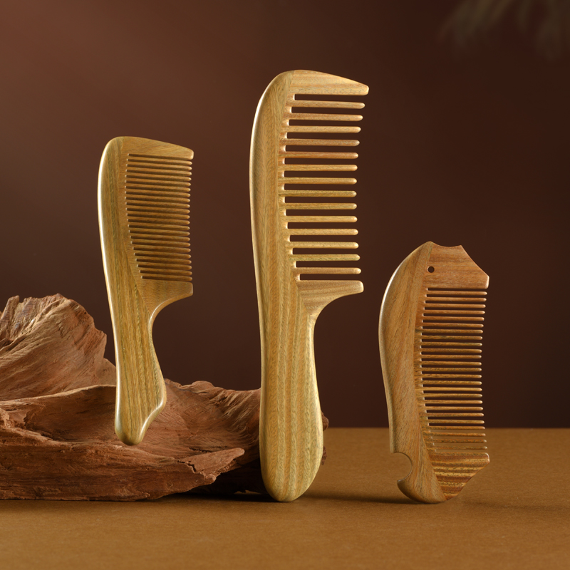 Настоящий подарочный набор Tanmujiang: гармоничные и идеальные три натуральных гребня из нефритового сандалового дерева для личной чистки и ухода