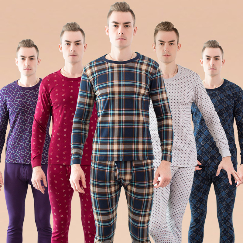 Высококлассное теплое белье Italai для мужчин, комплект осенних толстых хлопковых кофт и брюк с круглым вырезом и облегающим фасоном