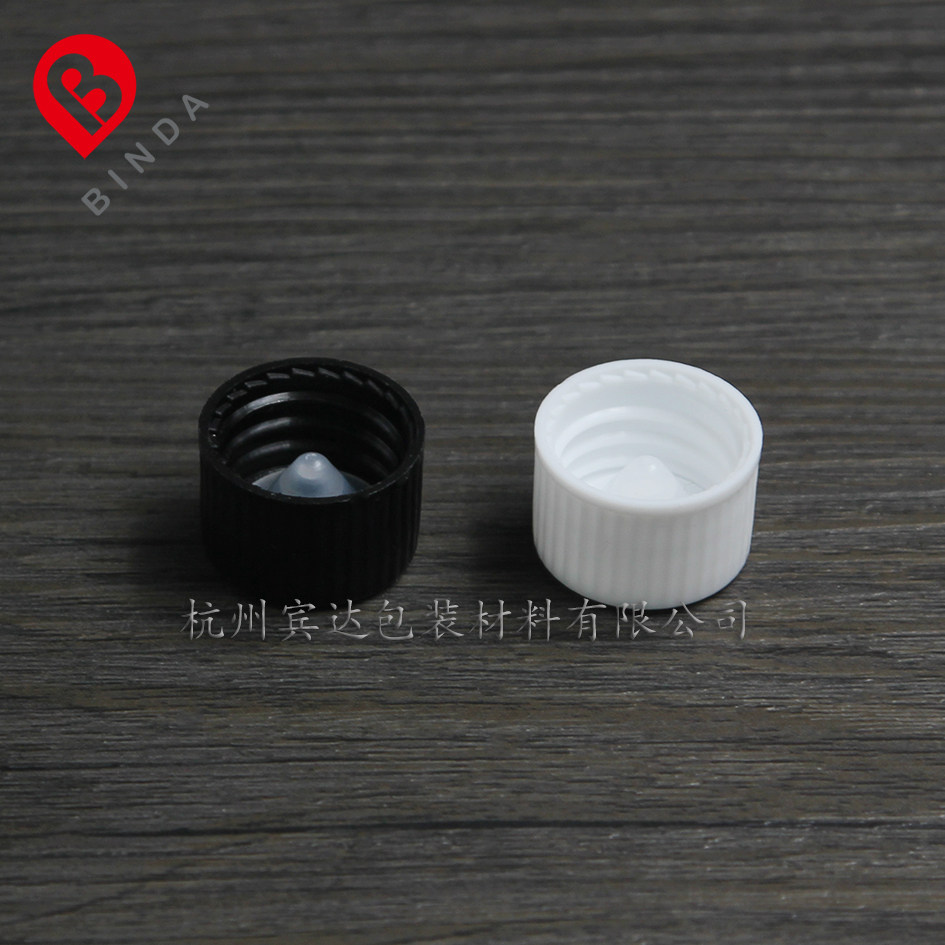 Пластиковые винтовые крышки черного и белого цвета с конусной прокладкой, 18 резьб, стандарт для бутылок с эфирными маслами от производителя Бинда