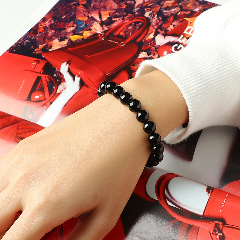 Браслет из натурального черного турмалина класса Сюаньди от Qinbao Crystal с отдельными бусинами