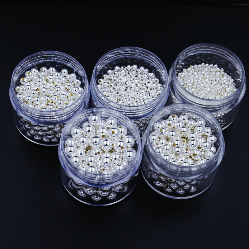 925 пробы серебряные блестящие бусины, рассыпные серебряные “фасольки”, бусины для ручного плетения, композиции DIY, серебряные аксессуары для браслетов