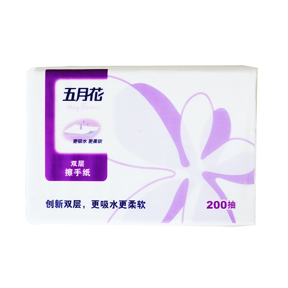 Одноразовые салфетки для рук Mayflower A182200, двухслойные, 200 листов, впитывающая бумага, полная коробка, бесплатная доставка в Цзянсу, Чжэцзян, Шанхай и Аньхой