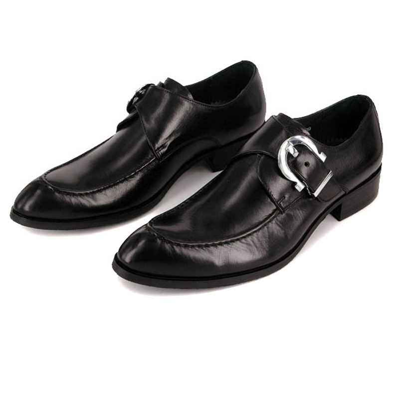 Европейские мужские кожаные туфли с пряжкой в британском стиле, деловые повседневные, ручной работы, черные с заостренным носком, дышащие монки