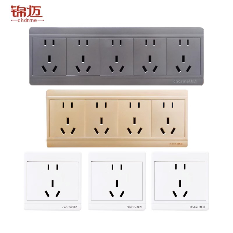 Накладная розетка с 25 гнездами, многогнездовая розетка, настенный накладной короб, панель с 20 переключателями, золотисто-серая, белая, для домашнего использования