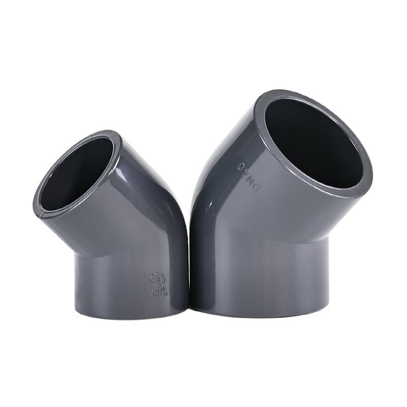 PVC 45-Degree Elbow UPVC Grey Plastic Chemical Grade Water Supply Pipe 45° Aquarium Fittings Drainage Pipe PN16
