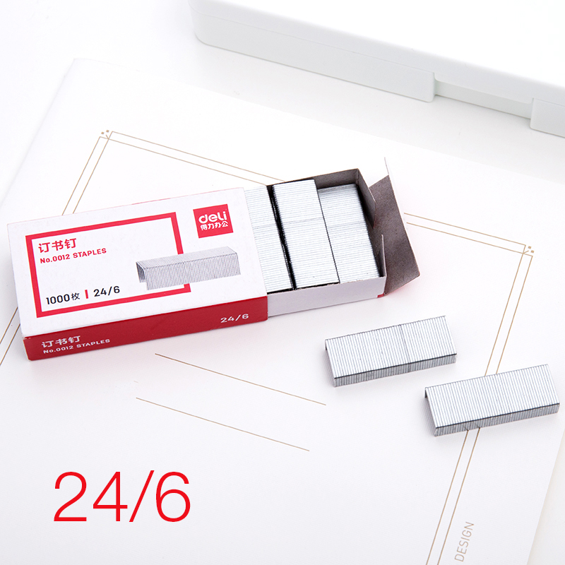 Скобы для степлера deli 0012, стандартные большие скобы 24/6, универсальные №12 для степлеров, на 30 листов