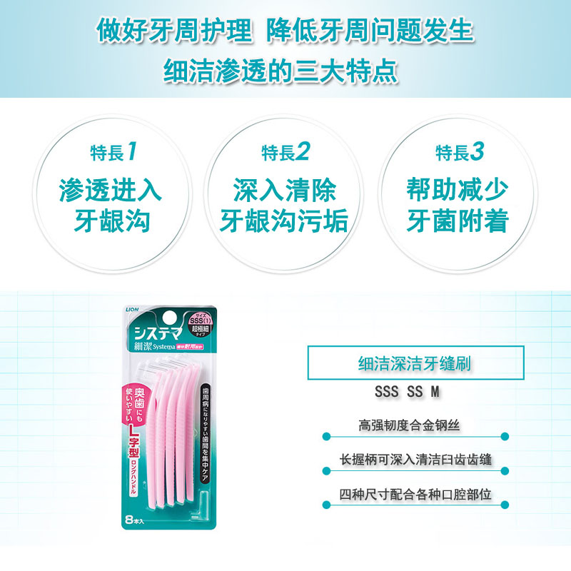 Бесплатная доставка Японская ультратонкая межзубная щетка Lion для ортодонтической очистки межзубных промежутков