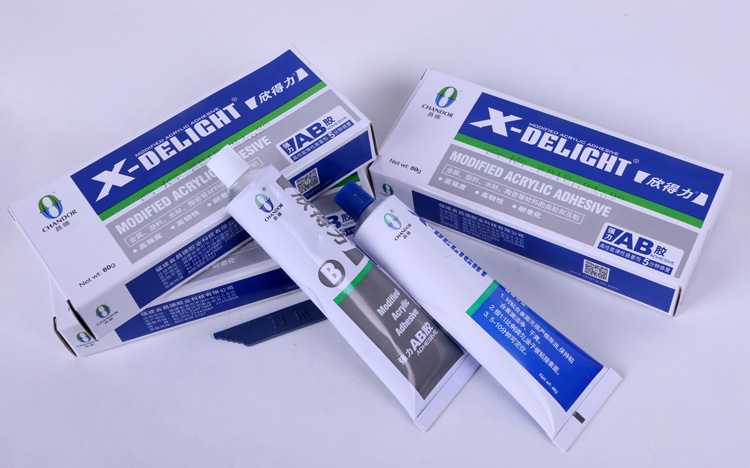 Мощный AB-клей Changdexin / Акриловый структурный клей / Синий и красный клей / Для ремонта металла и авто / 80 г