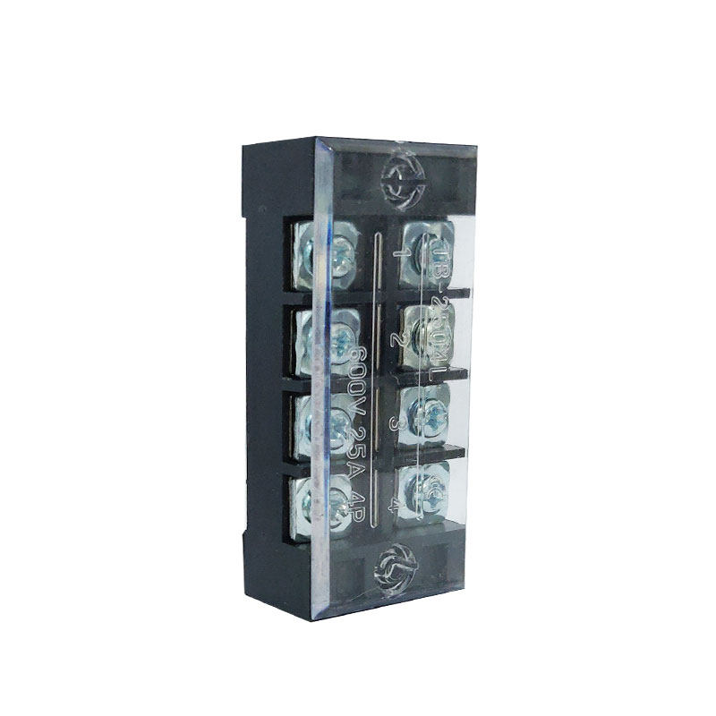 Клеммная колодка TB-2504 4 позиции 4P/25A с фиксированной оградой быстрого подключения и пружинными контактами