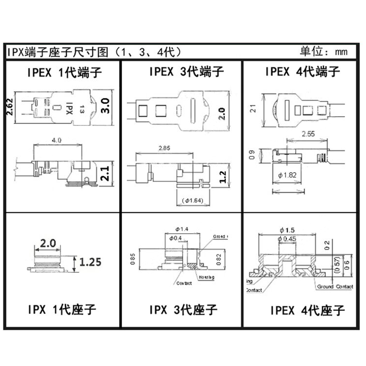 UFL 4-го поколения IPX Разъем на плату SMT для PCB RF Разъем 1-го поколения IPEX Антенное гнездо PCI на плате