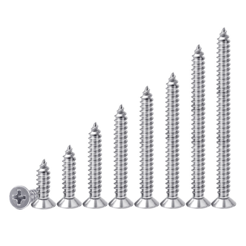 Самонарезающие винты с крестовым шлицем KA из нержавеющей стали 304, потайная и цилиндрическая головки, удлинённые M2.2 M2.6 M3