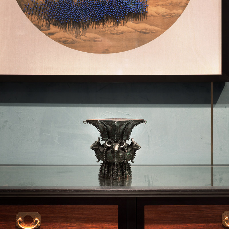 Декоративная фигура Четыре овцы, квадратный древний бронзовый котел, винтажное украшение для телевизионного и винного шкафов, медное изделие