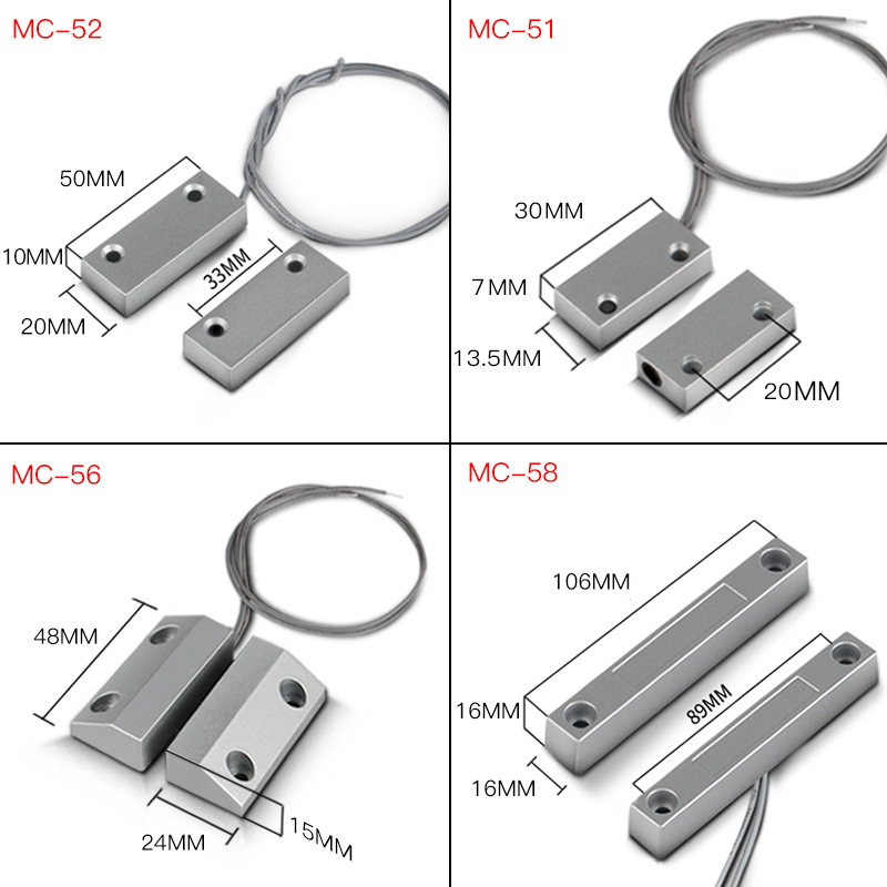 Проводной магнитный датчик двери из железа с нормально открытым/закрытым магнитным сенсором для противопожарных дверей и окон MC52