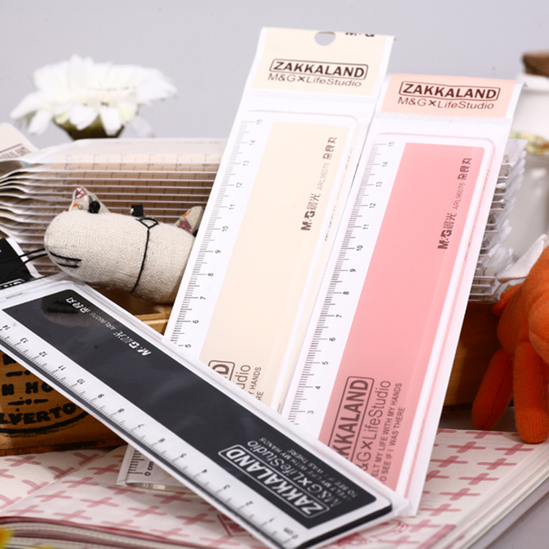 Линейка M&G расширенная и утолщённая, простой дизайн, 15 см, 20 см, однотонная, износостойкая, для студентов 96076