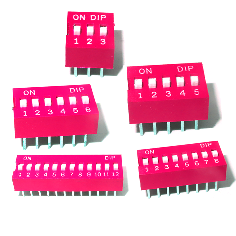 红色/蓝色 拨码开关 DS-1/2/3/4/5/6/8/10位 2.54mm平拨 拨动 P档