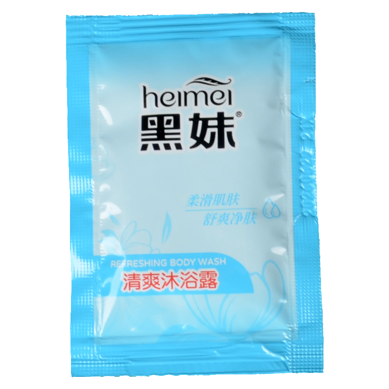 Душевой гель Hei Mei для гостиниц в пакетах, одноразовые туалетные принадлежности для отелей и мотелей, шампунь и крем для душа