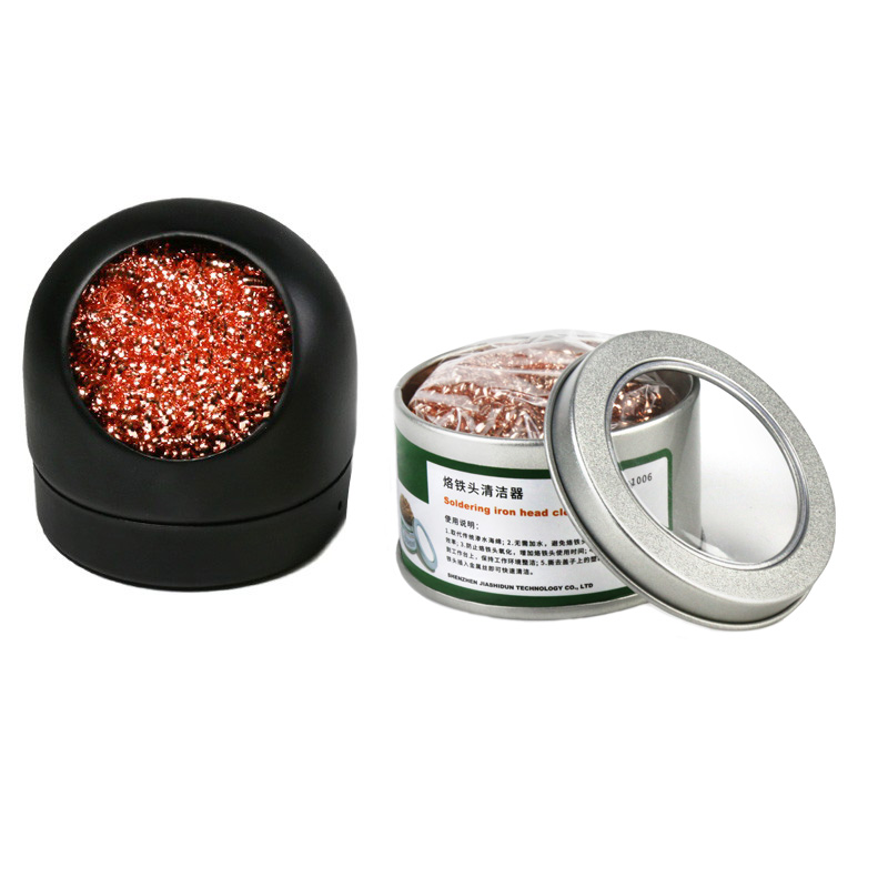 Soldering Iron Tip Cleaning Ball with Base, Desoldering Wire Mesh, Desoldering Ball, Welding Solder Residue Steel Wire Cleaner