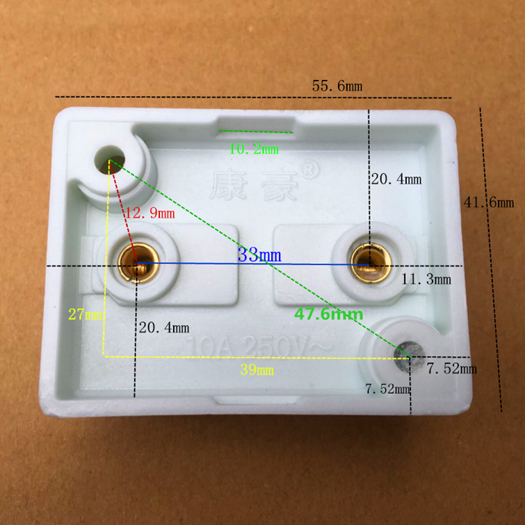 包邮胶木明装插座双用二极插座两扁脚孔移动电源插座电瓶车充电