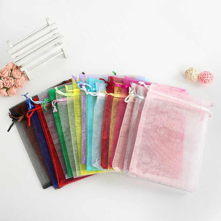 Однотонные жемчужные мешочки из органзы Для упаковки украшений и подарков, в ассортименте цветов