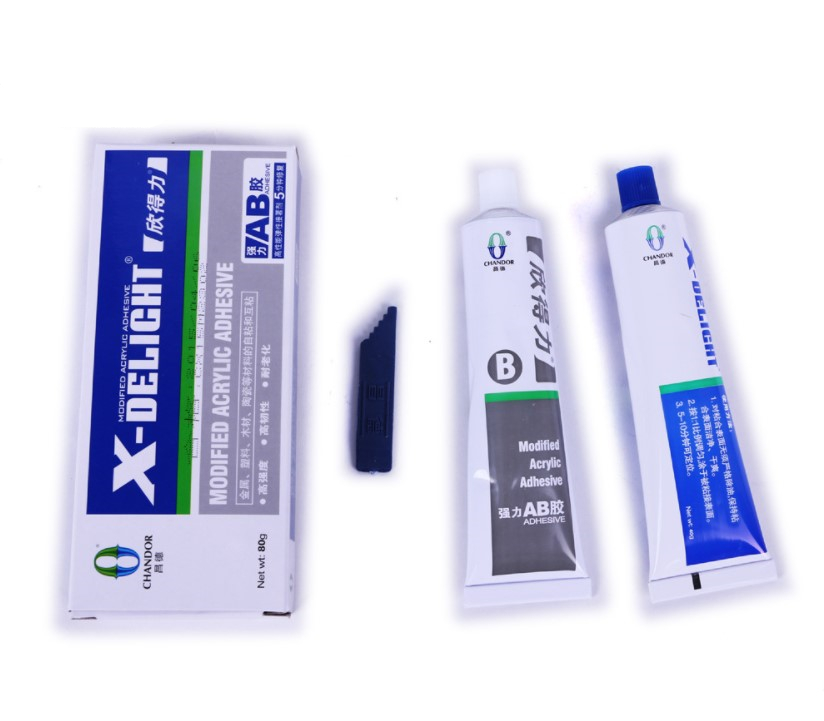 Мощный AB-клей Changdexin / Акриловый структурный клей / Синий и красный клей / Для ремонта металла и авто / 80 г