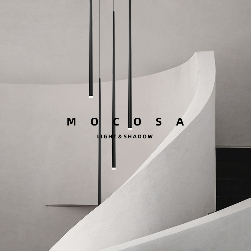 Three-Layer Minimalist Long Stair Pendant Light for Villa Duplex Modern Loft Rotating Staircase Hollow Hanging Line Lamp