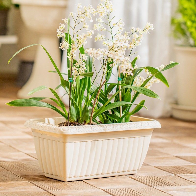 Ирис имитация керамического пластика большой прямоугольный усиленный цветочный горшок для балкона для овощей и клубники