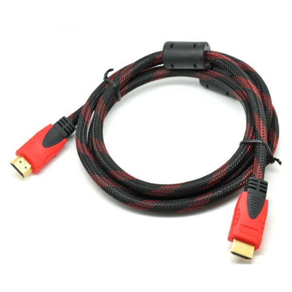 Фабричный HDMI кабель с красно-черной сеткой для приставок, компьютеров и телевизоров, версия 1.4, поддержка 3D и 1080P