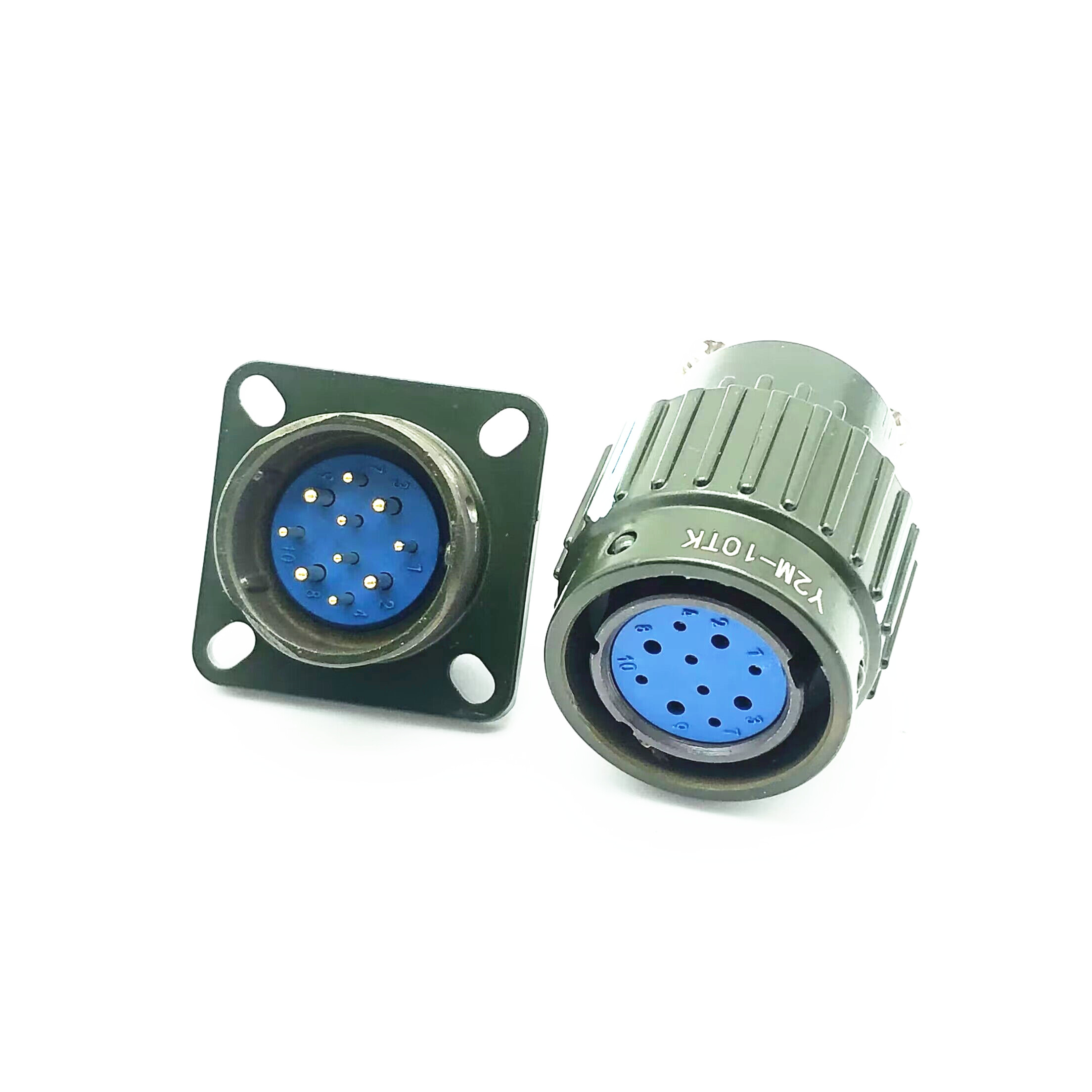 Авиационный разъем YP21Y2M - 2, 3, 4, 5, 7, 10, 14, 16 контактов, быстрозажимной тип TK