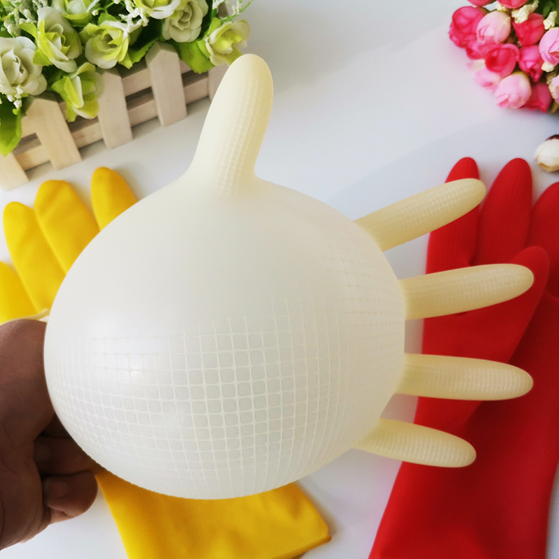 Перчатки Happy Baby красные и белые из риса для кухни, женские, плотно сидящие, для мытья посуды, хозяйственные, резиновые, латексные, прочные, водонепроницаемые