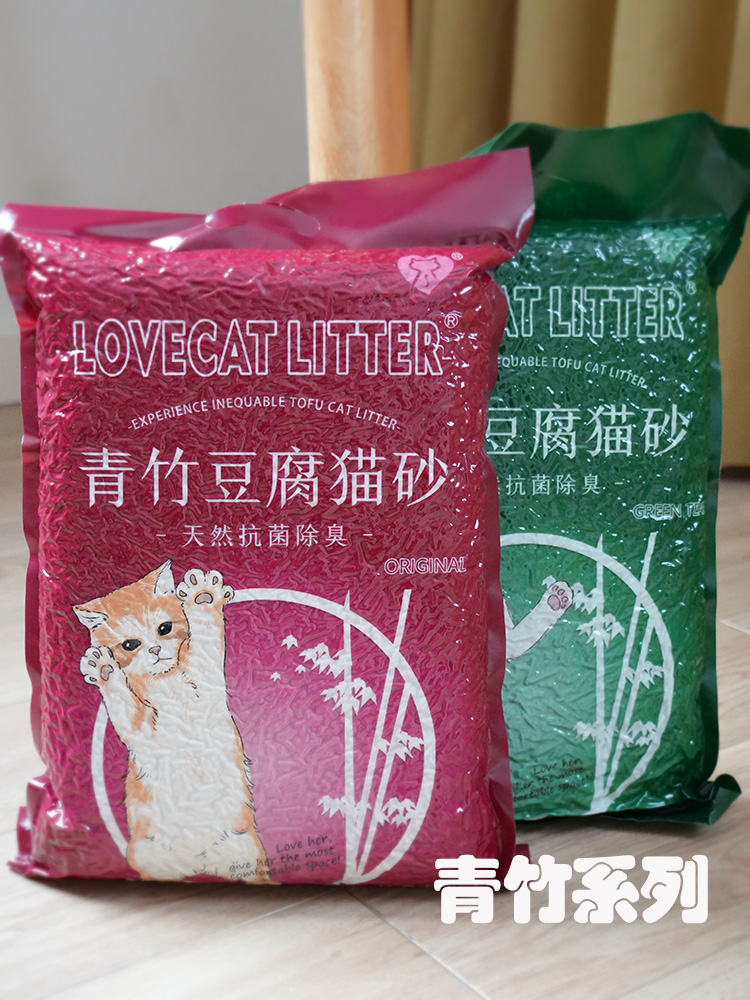 Lovecat Зеленый чай тофу кошачий наполнитель с дезодорантом и слеживающийся 5L около 2.5 кг в упаковке