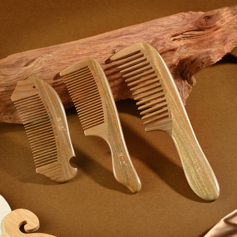 Настоящий подарочный набор Tanmujiang: гармоничные и идеальные три натуральных гребня из нефритового сандалового дерева для личной чистки и ухода