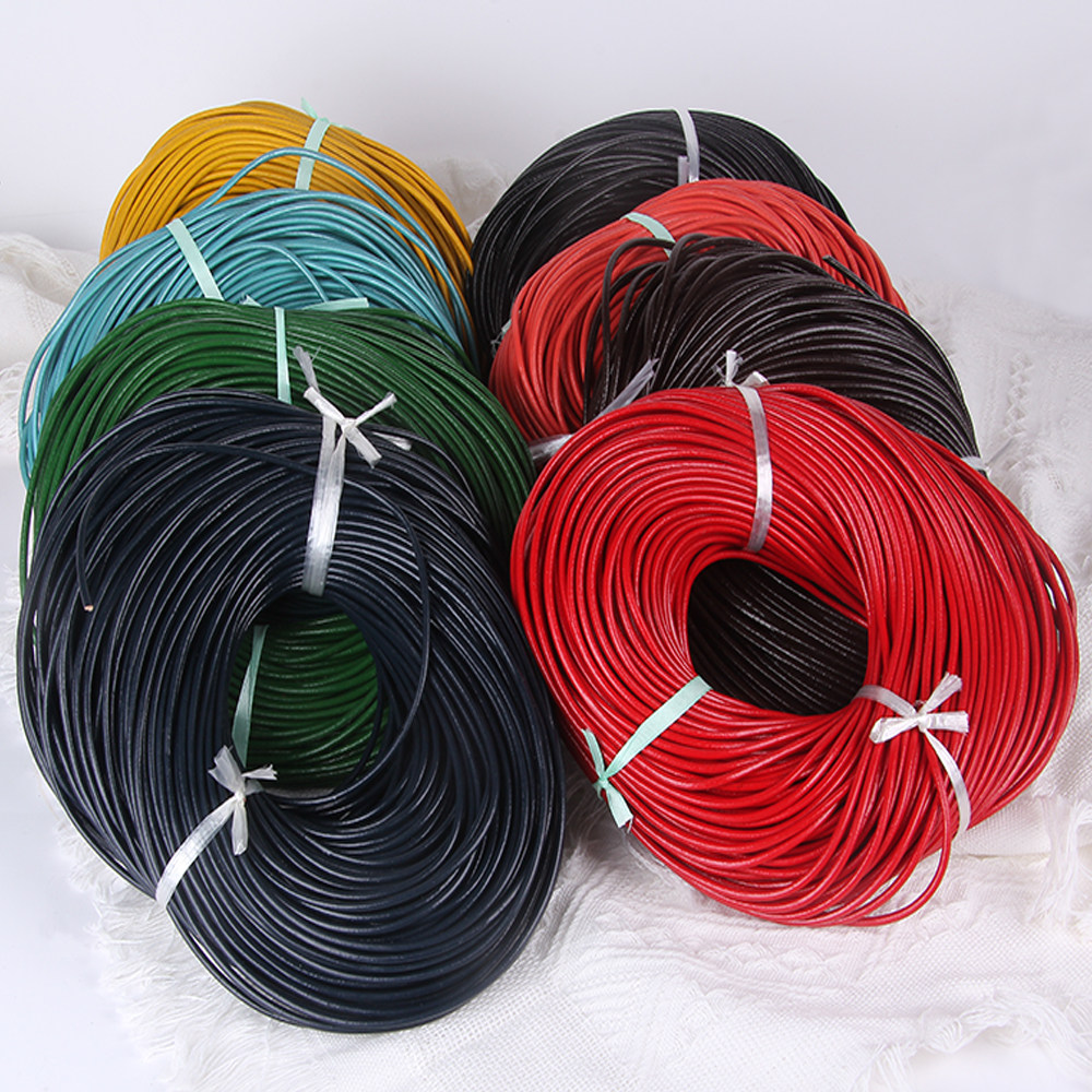 DIY круглый кожаный шнур из первой кожи 1,5 мм толстый для ожерелий, подвесок, бисера, браслетов из натуральной кожи