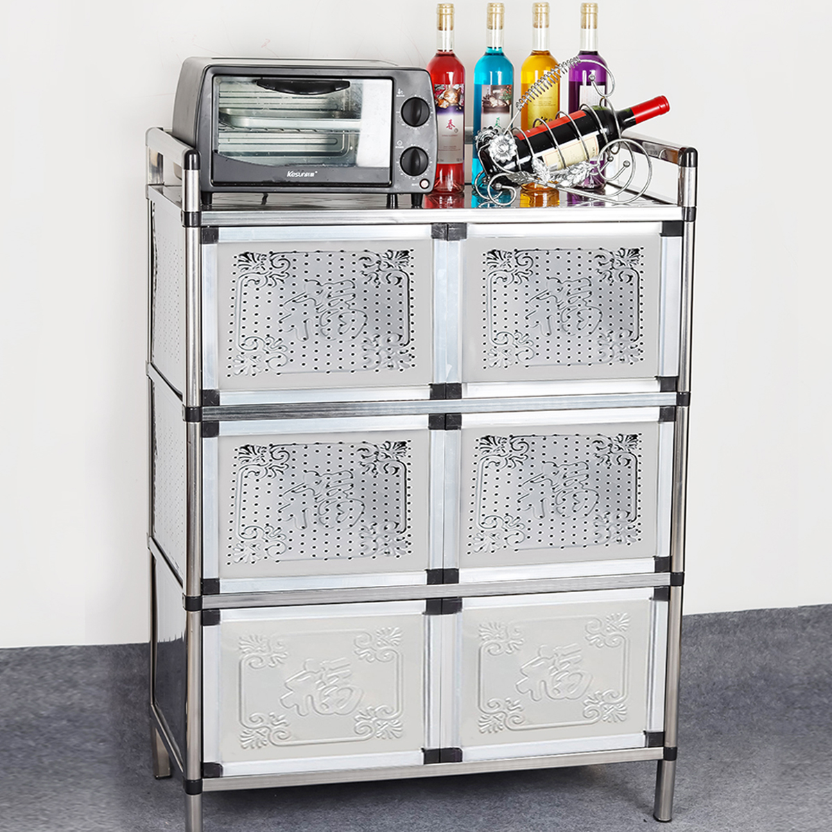 Плита из нержавеющей стали с алюминиевым шкафом кухонный шкаф для хранения, буфет, шкаф для посуды, чайный шкаф, маленький шкаф