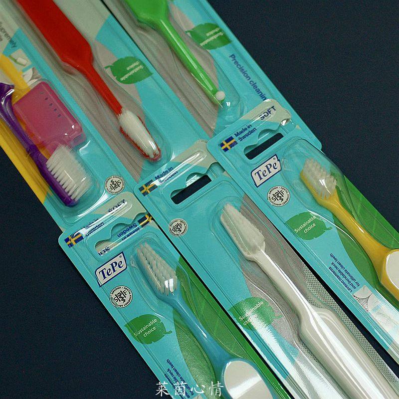 В наличии Шведская зубная щетка TePe с двойным слоем мягкой щетины Стандартная головка\Малая головка\Одиночная головка\Для пародонта\Послеоперационная зубная щетка\Скребок для языка