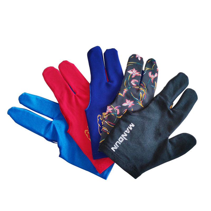 Бильярдные перчатки с тремя пальцами синие для бильярдного зала, мягкие, впитывающие пот, дышащие, профессиональные черные перчатки