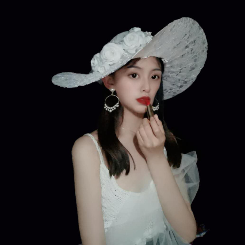 Lace Hat for Women Thin Hollow-Out Clothing Banquet Beach Stage Performance French Summer Sunshade Hat Sun Protection