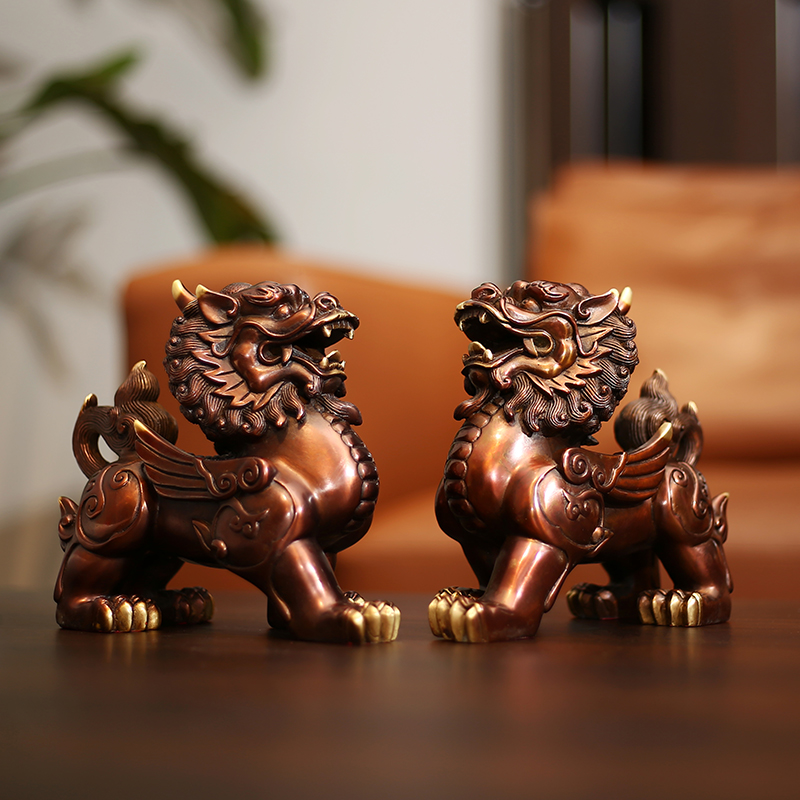 Бронзовая статуэтка Цилинь от Tong Xinxian для офиса, гостиной и прихожей, украшение дома, фигурка благоприятного животного