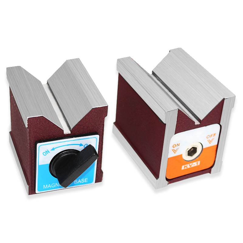 开关式磁力座强磁线切割固定座磁性表座底座磁铁V型铁三角台6T12T