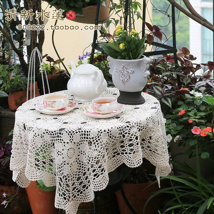 Свежий водяной лилии ручной вязки из чистого хлопка американский винтажный ажурный светло-бежевый чехол для дивана скатерть тканевое квадратное покрывало