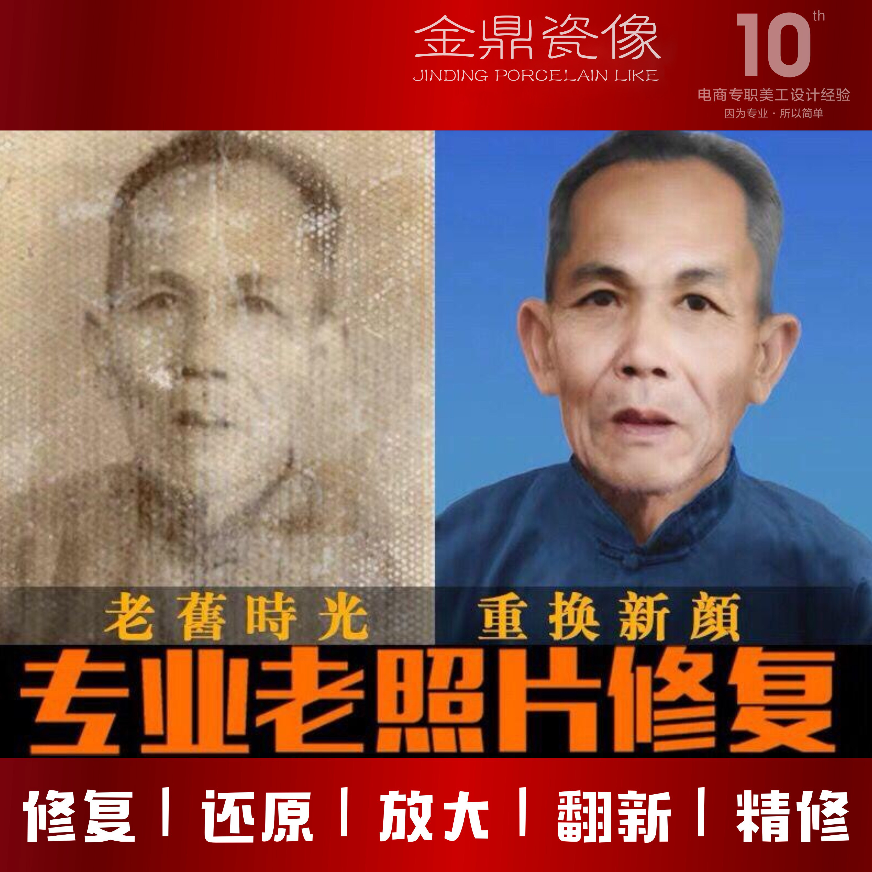 Производство и обработка высокотемпературных фарфоровых портретов для надгробий Jinding, наружные керамические фото, изготовление на заказ памятных портретов пожилых людей