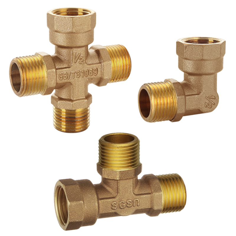 Медный тройник 1/2 дюйма с внутренней и внешней резьбой, четырехходовой Y-образный угловой клапан, сантехническая фурнитура