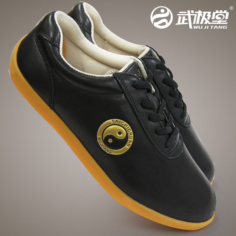 Обувь для Тайцзи Wujitang с верхом из натуральной кожи и подошвой из резины для мужчин и женщин, дышащая обувь для занятий Тайцзи весной, летом и осенью