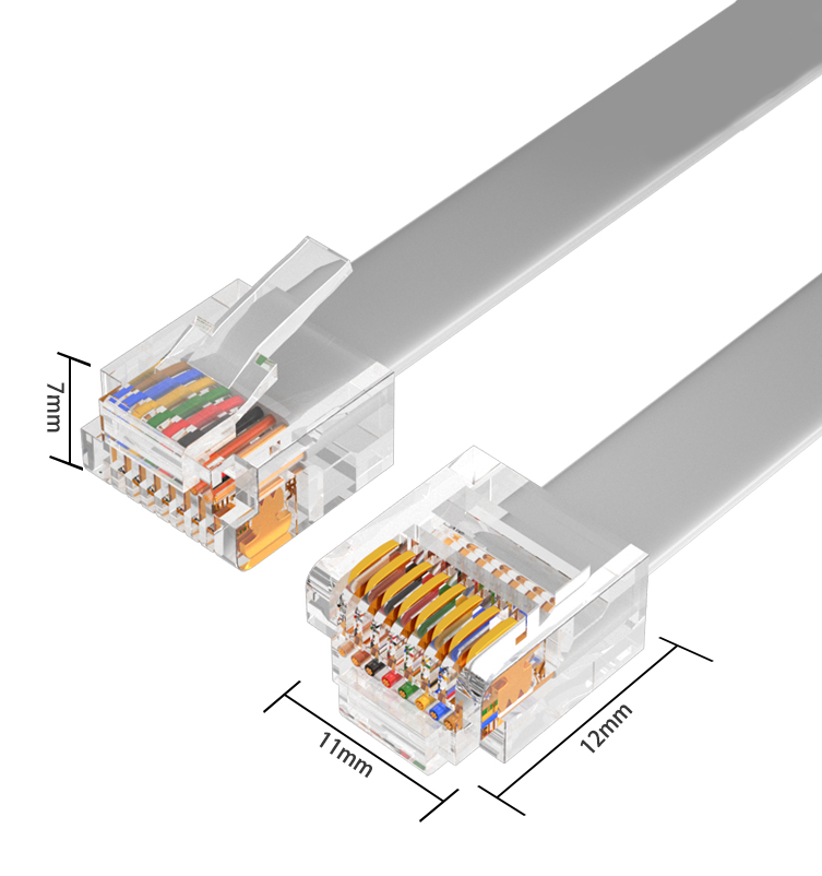 定制变频器连接线8芯扁平网线rj45短体水晶头8P8C多股线黑色灰色